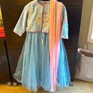 Beautiful blue and pink kids anarkali. Size 14-15. Never worn. With tags.